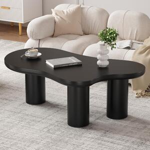 Tavolino da caffè a forma di nuvola, dimensioni 107 x 66 x 40,5 cm, realizzato in MDF al 100%, rivestito in PVC, colore nero, con superficie verniciata e piedini in feltro