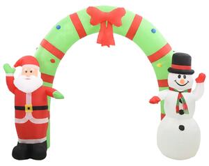 Arco con Babbo Natale Gonfiabile e Pupazzo di Neve LED 223 cm