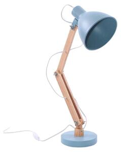 Lampada da scrivania in metallo grigio azzurro e legno, 16x30H55 cm