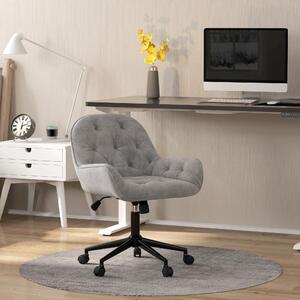 Okwish sedia ergonomica girevole da lavoro sedia direzionale girevole in look velluto con ruote girevoli a 360°, sedia da computer sedia da lavoro con sedile imbottito, grigio chiaro