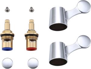 Valvole per rubinetti a sfera - Set di guarnizioni con manopole in metallo, modello 1-2, per rubinetti da cucina e bagno - Finitura cromata - Codice prodotto: PCH200A3 - Colore: Cromo