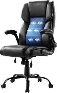 Sedia ergonomica per ufficio - Sedia da scrivania con braccioli ribaltabili - Sedia da ufficio nera per la casa e il lavoro