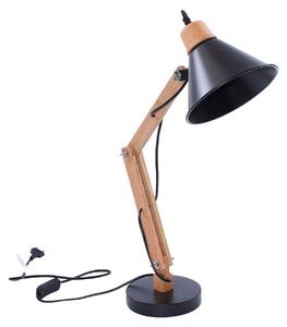 Lampada da scrivania in metallo nero e legno, 16x30H55 cm