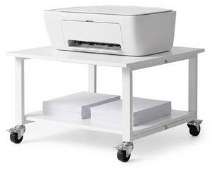 Tavolo per stampante Relaxdays con rotelle, 2 ripiani, dimensioni: 32 x 50 x 50 cm, tavolino mobile per stampante, ufficio, supporto per stampante, bianco