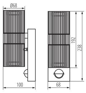Kanlux 46203 - Faretto da parete per esterni con sensore RADILO, 2x GU10/11W/230V, IP44, nero
