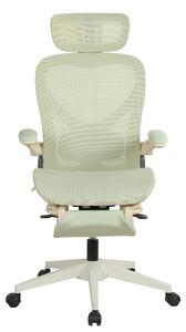 Sedia da ufficio ergonomica pieghevole, salvaspazio, con supporto lombare, imbottitura a rete, braccioli pieghevoli, poggiatesta 3D e poggiapiedi. Modello L3