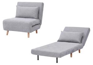Pouf Letto Singolo Convertibile Pieghevole Ospiti 77x90x81cm / 190x77x42cm - Colore: Grigio Chiaro