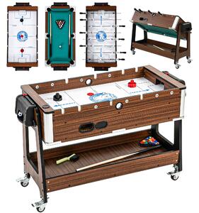 SPORTNOW Tavolo 3 In 1: Air Hockey, Biliardo, Calcio Balilla, Ruote Bloccabili, Ripiano | Aosom Italy