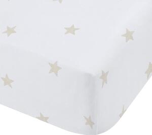 Lenzuolo con angoli per bambini bianco e beige in cotone per letto singolo 90x190 cm Mini Star & Stripes – Bianca