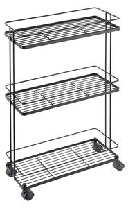 Carrello portaoggetti nero opaco in acciaio 38x62x16 cm Lava – Metaltex