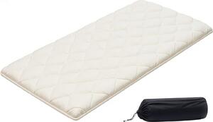 Materasso futon giapponese - Materasso tatami per letto singolo - Pieghevole - 9 strati - 203 x 99 x 6,35 cm - Con borsa per riporlo e set di fissaggio - Per meditazione e yoga - Bianco