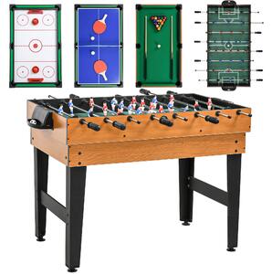 HOMCOM Tavolo da Gioco Multifunzione 4 in 1 con Calcio Balilla Biliardo Ping Pong e Hockey da Tavolo per Famiglie e Amici 107x61x84cm |Aosom