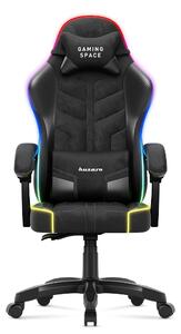 Sedia da gioco Huzaro Force 2.7 Carbon Black RGB - sedia girevole ergonomica in velluto con schienale regolabile, cuscino lombare, poggiatesta e illuminazione RGB