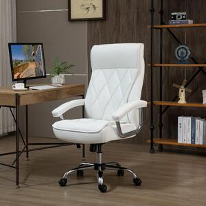 Okwish Sedia da ufficio, sedia girevole, sedia girevole da lavoro regolabile in altezza con poggiatesta, sedia da gioco con design ergonomico, rotelle in nylon girevoli a 360°, bianco