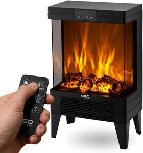 NEO TOOLS: Stufa elettrica a camino, 2000W, con effetto camino, telecomando e timer