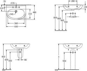 V&B lavabo O.Novo 65x48cm, ovale, rubinetto con troppopieno, bianco C-plus