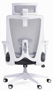 Sedia da ufficio ergonomica, grigia, con poggiatesta regolabile