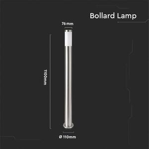 V-TAC paletto luminoso per esterni VT-838, IP44, E27, acciaio inox, 1100 mm, VT-8962, finitura nichel satinato