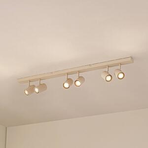 Faretto da soffitto Lindby Kardis, beige, a 6 luci, metallo, GU10 Kardis Lindby, dimmerabile, Crema / Ambra, Corridoio, Alluminio, Moderno, Faretto