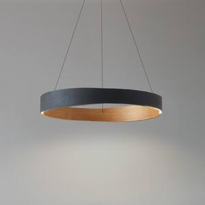 Lucande Lampada LED a sospensione Daelor, nero/legno, CCT, dimmerabile Daelor Lucande,, Nero, Soggiorno / Sala da pranzo, Metallo, Design
