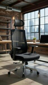 Sedia da ufficio dal design moderno, con schienale ergonomico e braccioli