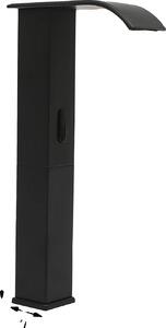 Rubinetto per lavabo, sensore a infrarossi, struttura in acciaio inox, nero, nero