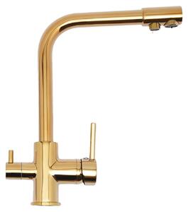 Rubinetto da cucina, ruotabile a 360°, struttura resistente in acciaio inox, oro, G1/2