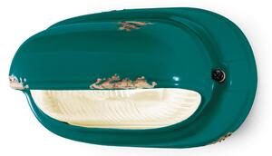 Applique da esterno in materiale Ceramico LINEA BRINDISI 24x13,5x h 11 cm peso 1,5 kg - Attacco Lampada E27 interno esterno, con vetri vintage Green OIL