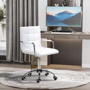 Okwish Sedia da ufficio regolabile in altezza, sedia girevole da lavoro, letto imbottito con spessa imbottitura e comodi braccioli, sedia da scrittura con cinque rotelle, bianco