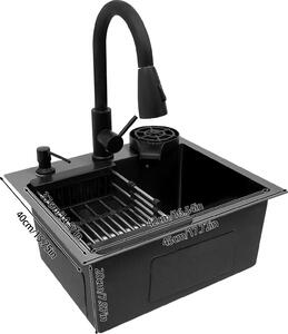 Lavello da cucina, Rubinetto estraibile, Design moderno, nero