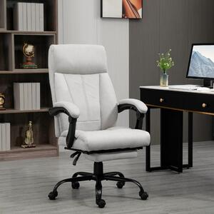 Okwish sedia da ufficio per la casa sedia da ufficio con funzione massaggio e schienale a 155°, sedia direzionale con supporto lombare e braccioli comfort, grigio chiaro