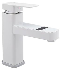 Rubinetto da lavabo, indicatore di temperatura a LED, da incasso, BIANCO