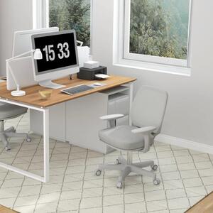 Sedia da ufficio ergonomica okwish regolabile in altezza con schienale in rete, sedia imbottita con rotelle di sicurezza bloccabili, grigio
