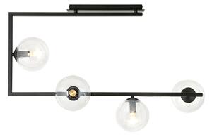 Plafoniera Minimal Nanna Acciaio Nero Trasparente 4 Luci E14 Ip20