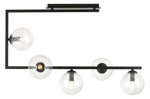Plafoniera Minimal Nanna Acciaio Nero Trasparente 5 Luci E14 Ip20