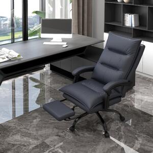 Sedia da ufficio okwish, letto imbottito con funzione massaggio, sedia girevole da lavoro, sedia da scrittura con schienale inclinabile a 155°, sedia girevole con poggiapiedi, grigio scuro