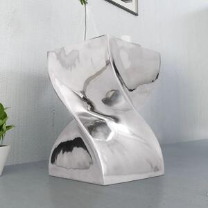 Sgabello/Tavolino Forma Attorcigliata in Alluminio Argentato