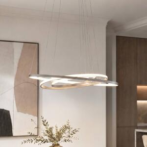 Lucande Lampada LED a sospensione Ezana, nichel, metallo, Ø 80 cm Ezana Lucande, dimmerabile, Alluminio / Grigio / Zincato, Soggiorno / Sala da pranzo, Metallo, Moderno