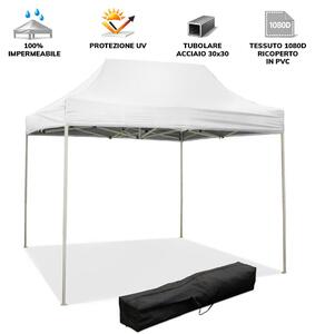 Gazebo richiudibile pieghevole 3 X 2 Bianco ricoperto in PVC impermeabile