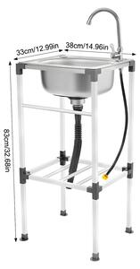 Lavabo, design indipendente, robusta struttura in acciaio inossidabile, argento