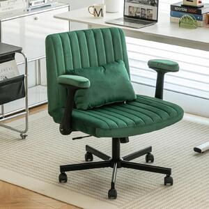 Sedia da ufficio okwish con braccioli ribaltabili e rotelle, poltrona regolabile in altezza, sedia girevole per soggiorno e zona lavoro, verde