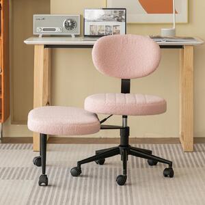 Sedia da ufficio okwish con design innovativo e integrato, girevole a 360°, regolabile in altezza, ideale per soggiorno e ufficio, color rosa
