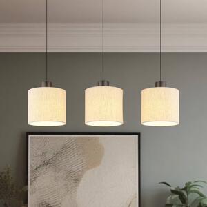 Globo Lampada LED a sospensione Thea, lunghezza 74 cm, 3 luci, crema/nero opaco dimmerabile, Crema / Ambra, Soggiorno / Sala da pranzo, Tessuto / Stoffa / Seta, Scandinavo