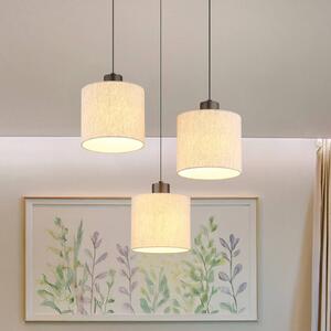 Globo Lampada LED a sospensione 3 luci Thea, Ø 49 cm, crema/nero opaco dimmerabile, Crema / Ambra, Soggiorno / Sala da pranzo, Tessuto / Stoffa / Seta, Scandinavo