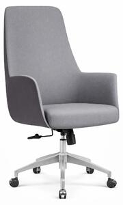 Poltrona da ufficio moderna, color grigio, con schienale alto e braccioli