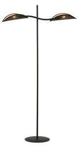 Piantana Contemporaneo Ares Acciaio Nero Oro 2 Luci E14 Ip20