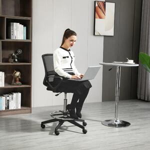 Okwish Sedia girevole ergonomica Sedia in piedi con schienale di sostegno, sedia da scrivania Sedia girevole da lavoro con cinque rotelle, girevole a 360°, nera