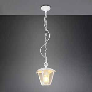 Trio Lighting Lampada a sospensione da esterno VENTA, bianca, 17 x cm, metallo, IP44 dimmerabile, Bianco / Opale, Alluminio