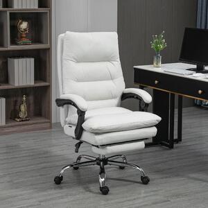Okwish Sedia da ufficio regolabile in altezza con schienale reclinabile a 135°, sedia da scrivania con massaggio a vibrazione a sei punti, sedia operativa girevole con braccioli, bianco crema