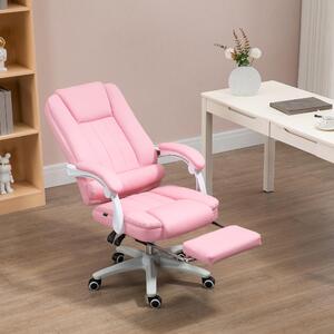 Sedia da scrivania ergonomica okwish sedia da lavoro con schienale regolabile, sedia da ufficio girevole con poggiapiedi e funzione reclinabile, rosa